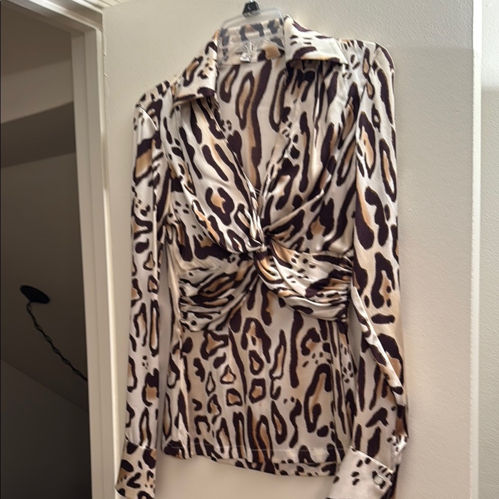 Cache Animal Print Blouse - Brown and Black